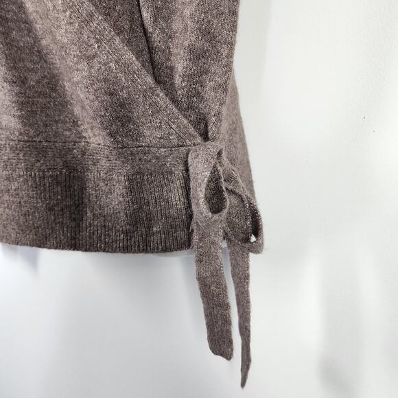 Loft Outlet Womens Sweater Faux Wrap Surplice Side Tie Brown Quiet Luxury MP - Picture 7 of 11